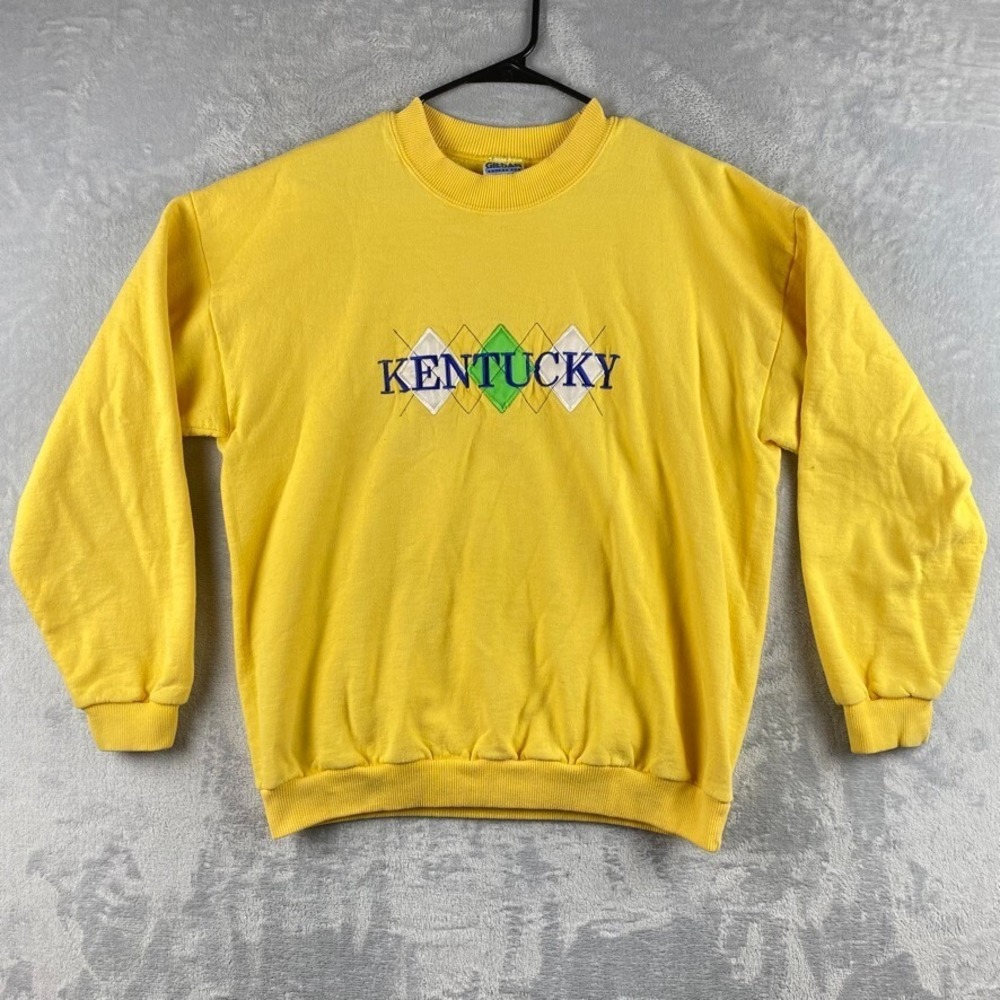 Vintage Kentucky Wildcats Sweatshirt Womens Large Yellow Crewneck Grandma Argyle
